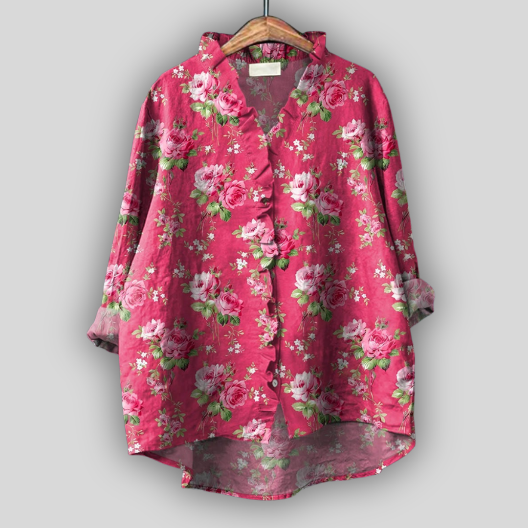 Linen Blouse Pink Blossom