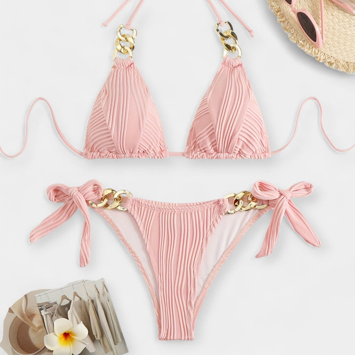 Striped Bikini Set with Seams