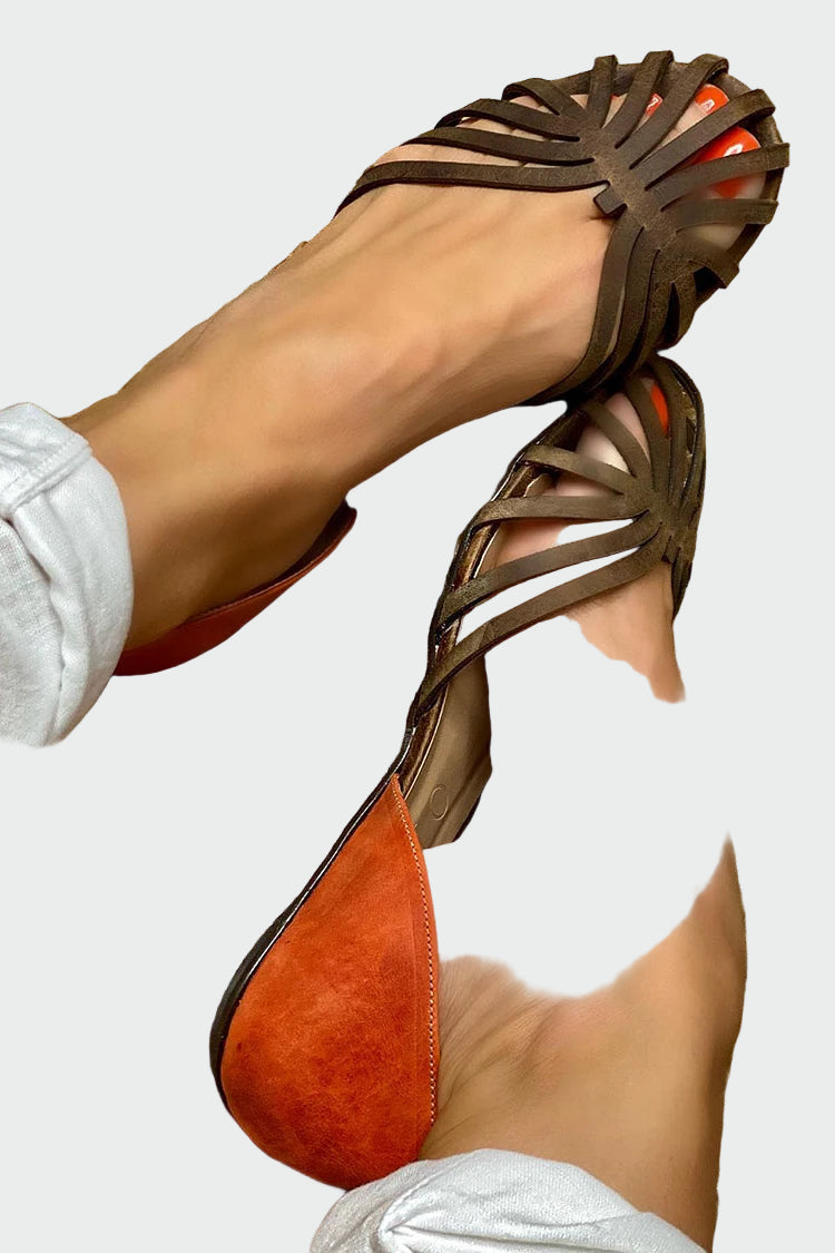 Sandals with Cutouts and Two-Tone Detail