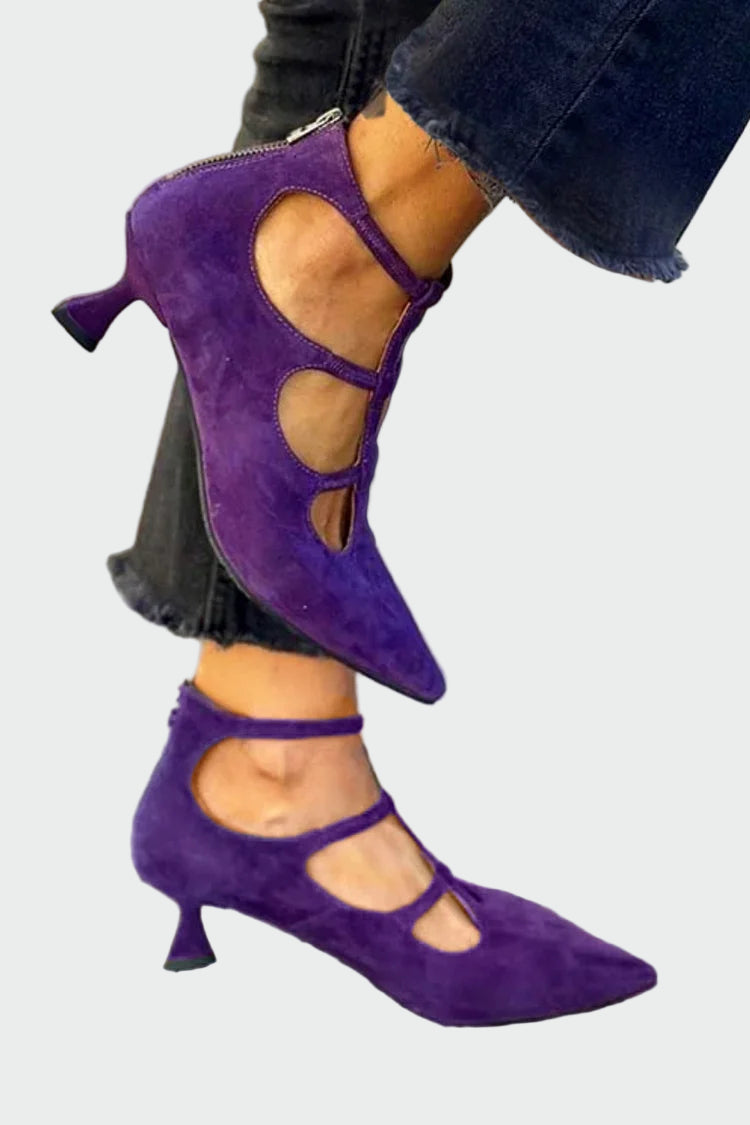 Retro High Heeled Shoes with Low Heel