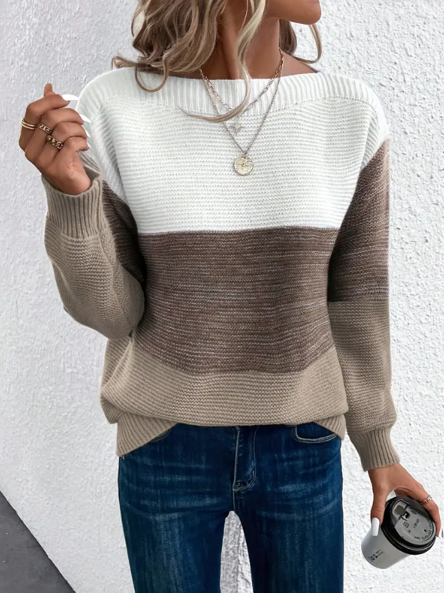 Calista - Elegant Long Sleeve Sweater with Dropped Shoulders