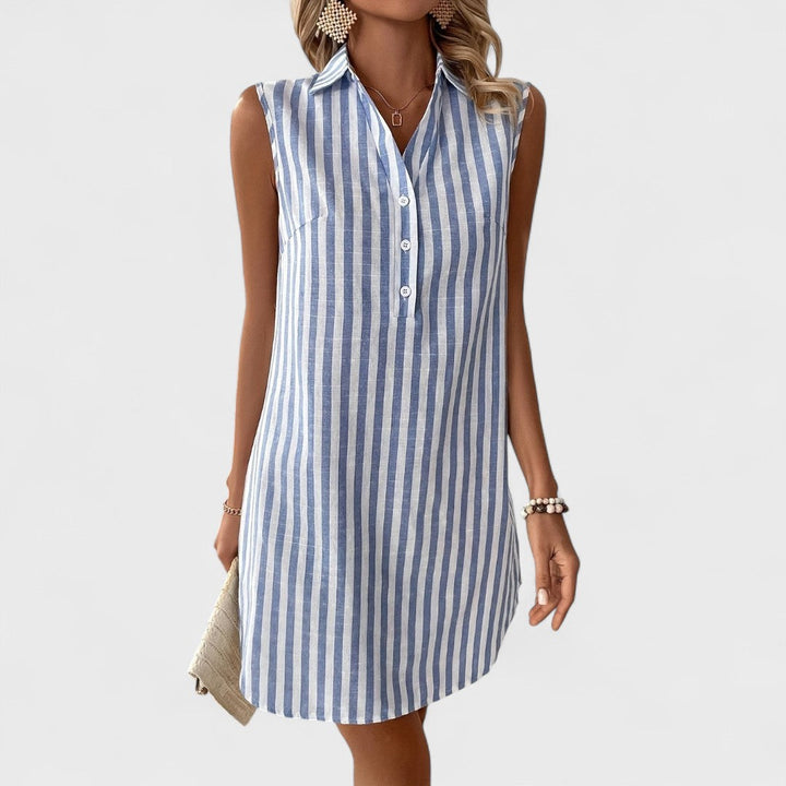 Annemiek - Elegant Striped Shirt Dress