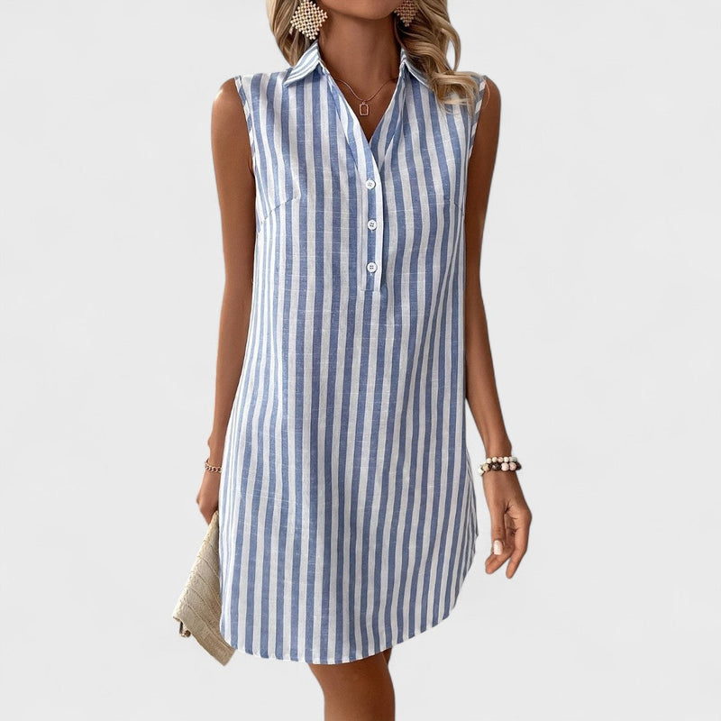 Annemiek - Elegant Striped Shirt Dress