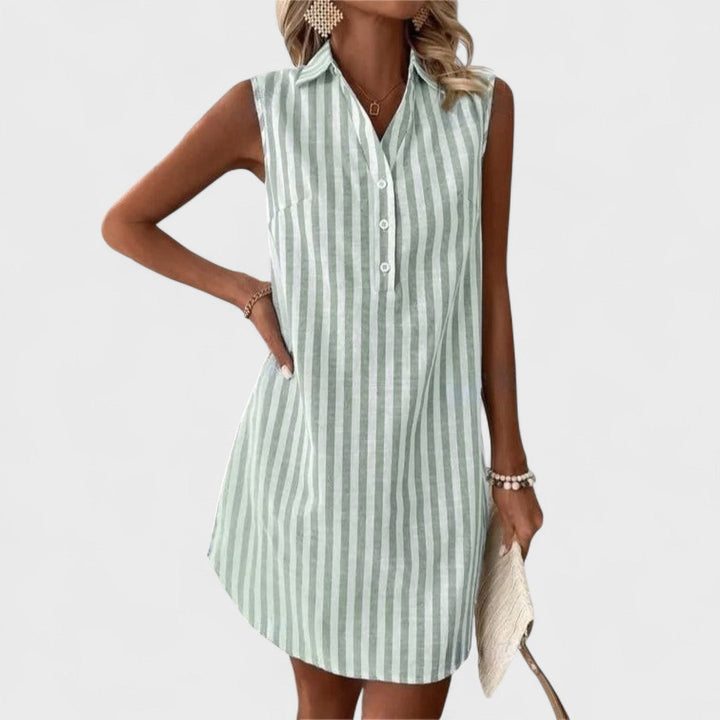 Annemiek - Elegant Striped Shirt Dress