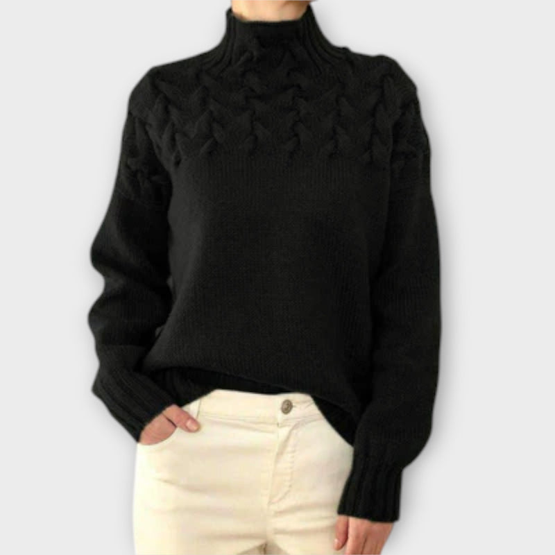 Eva - Women's Sweater with Cable Knit Details