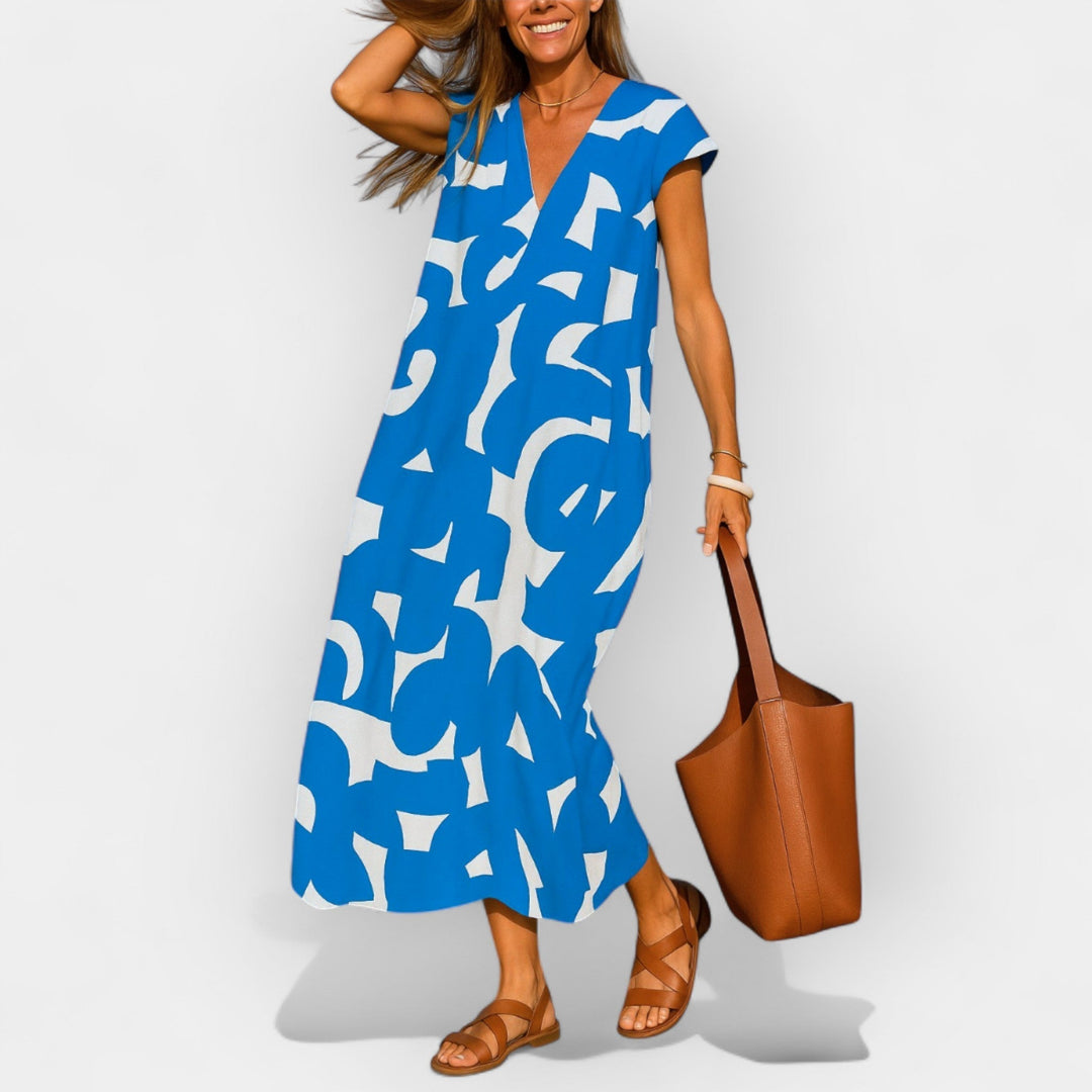 Airy Dress with V-Neck and Modern Design