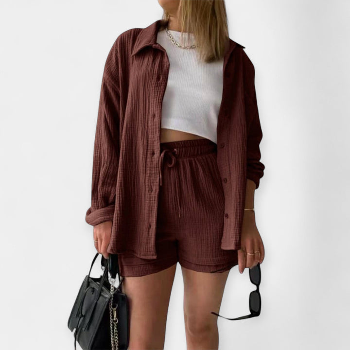 Two-Tone Summer Set Top and Shorts