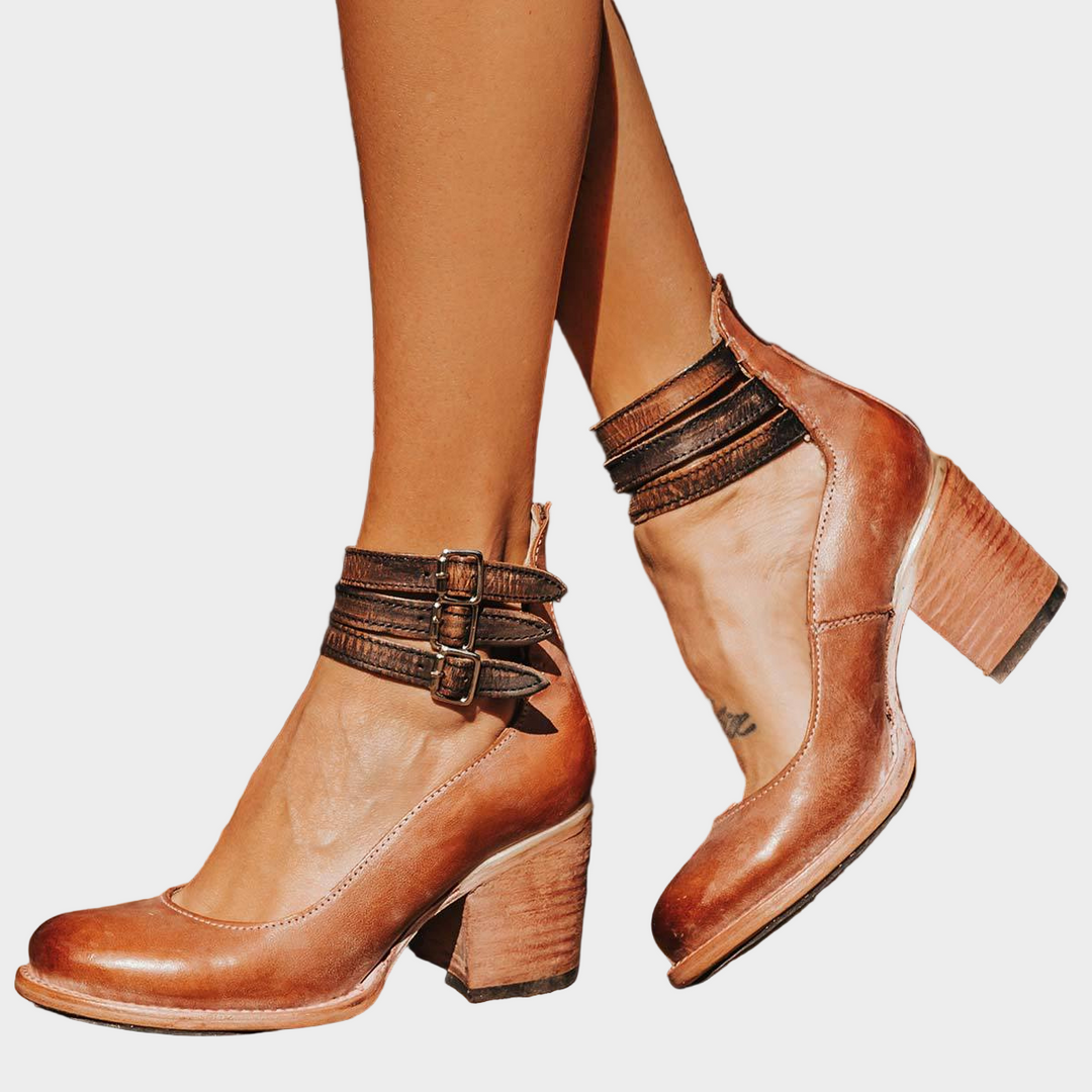 Shoes with Multiple Straps and Thick Heel