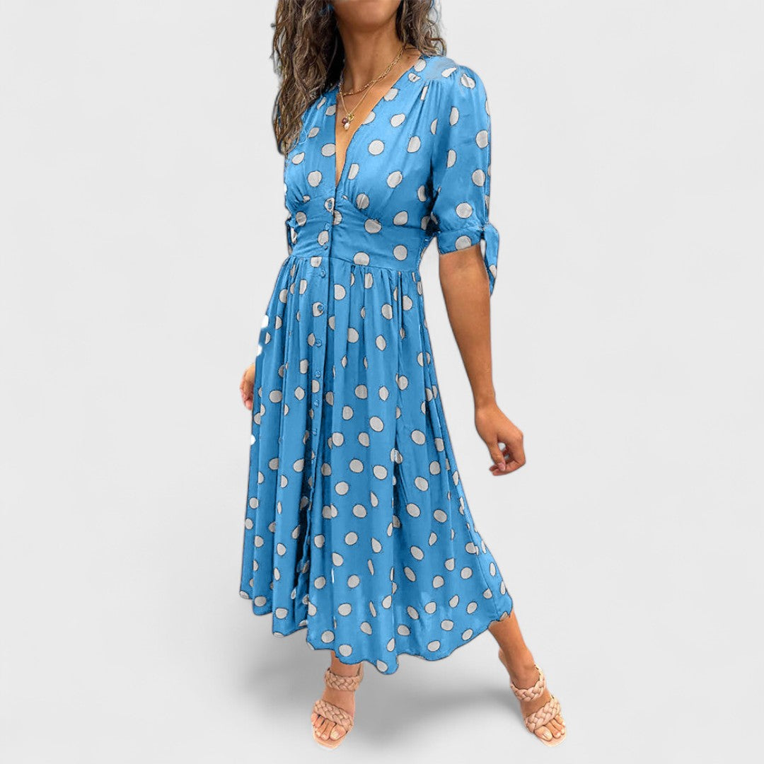 Monique - Elegant Polka Dot Dress