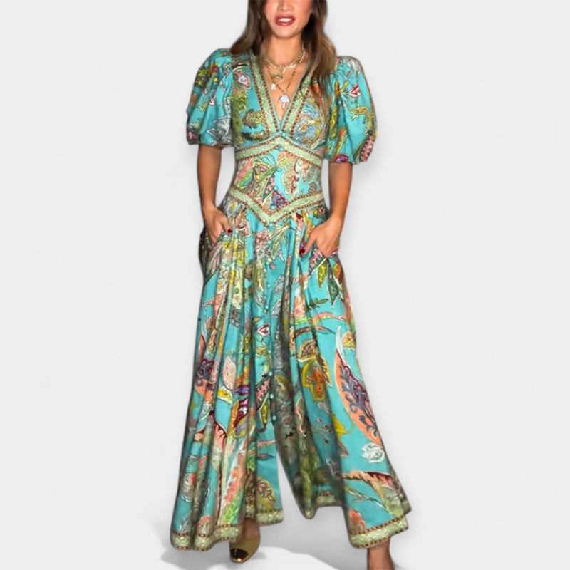 Let Maxi Dress with Puff Sleeves