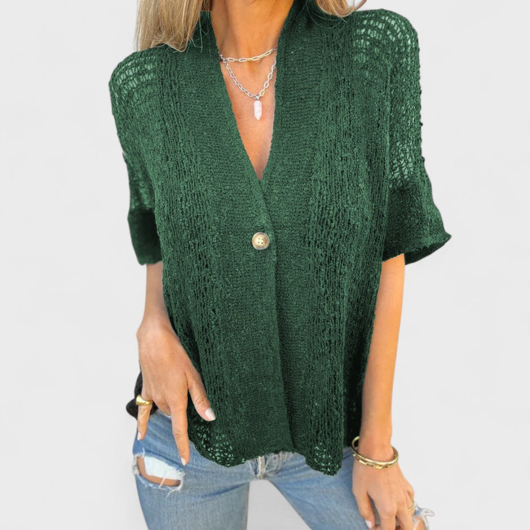 Varrea - Women's Solid Color Sweater with One Button
