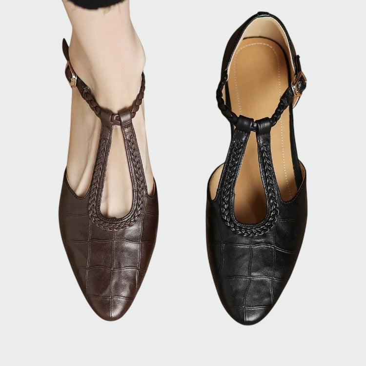 Alma - Pointed T-bar Mary Jane Shoes