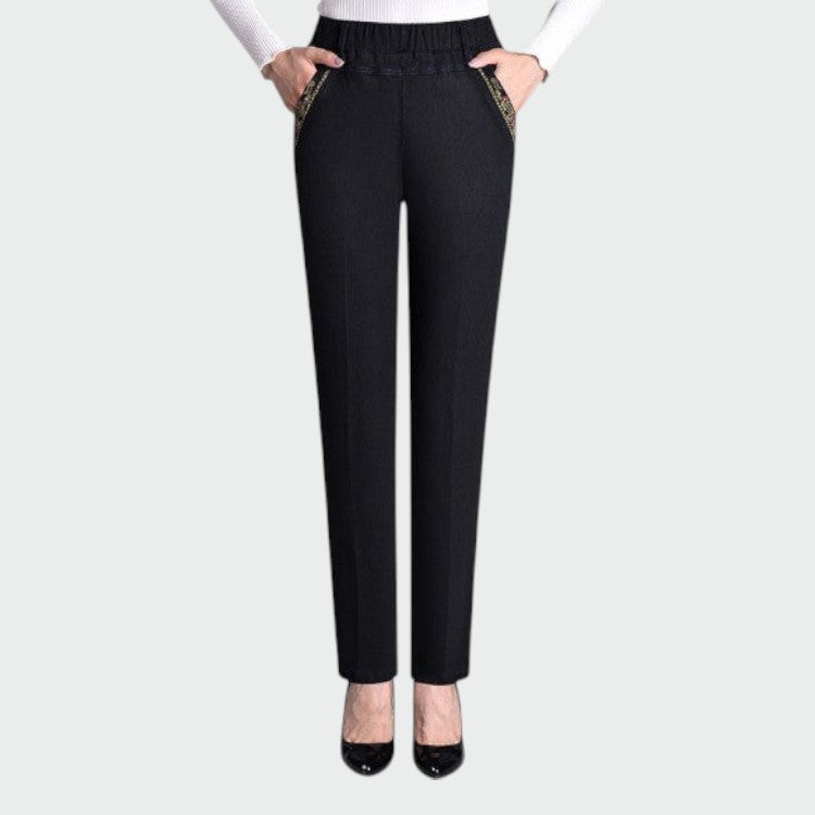 Alma - Women's Jeans with Side Pockets and Elastic Waistband