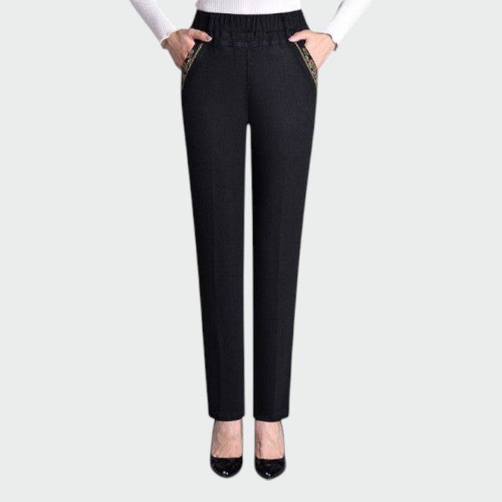 Alma - Women's Jeans with Side Pockets and Elastic Waistband