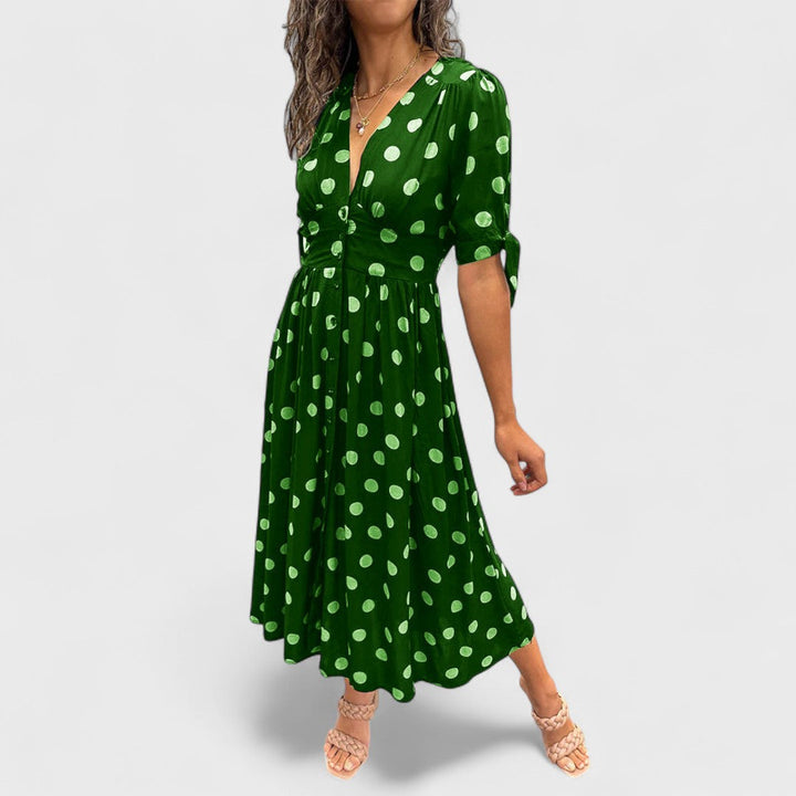 Monique - Elegant Polka Dot Dress