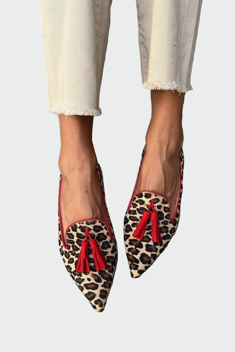 Moccasins with Pointed Toe and Fringe Details
