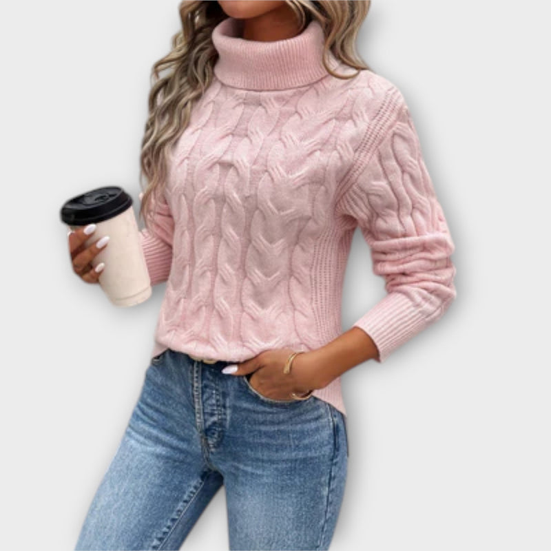 Amelia – Elegant High Neck Knit Sweater