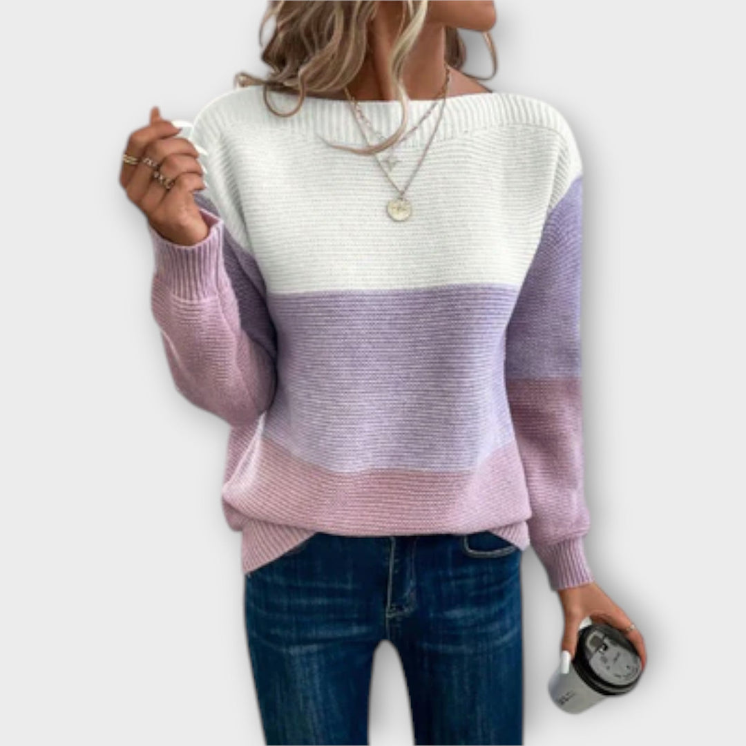 Clara - Elegant patchwork pullover in three colors