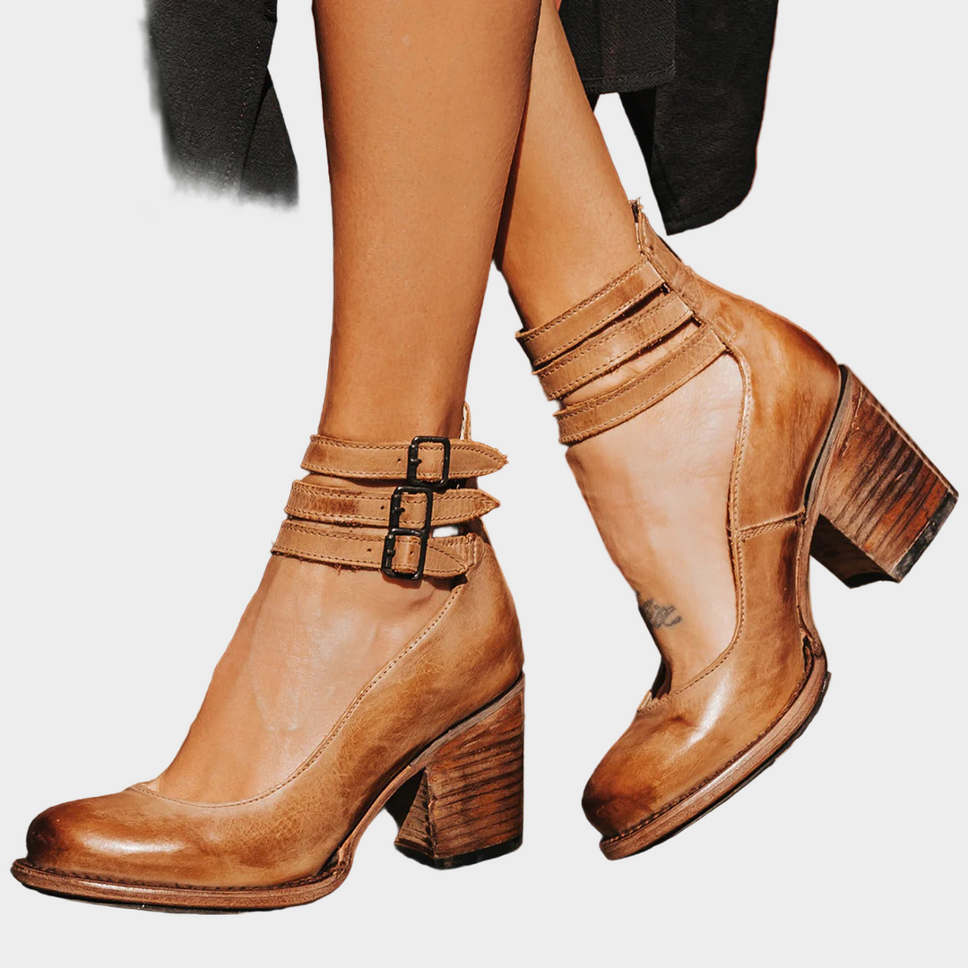 Shoes with Multiple Straps and Thick Heel
