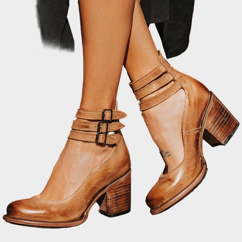 Shoes with Multiple Straps and Thick Heel