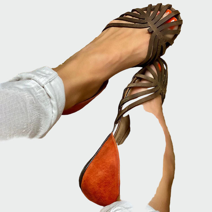 Sandals with Cutouts and Two-Tone Detail