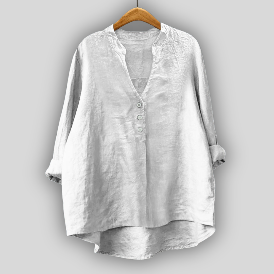 Brown linen blouse with buttons