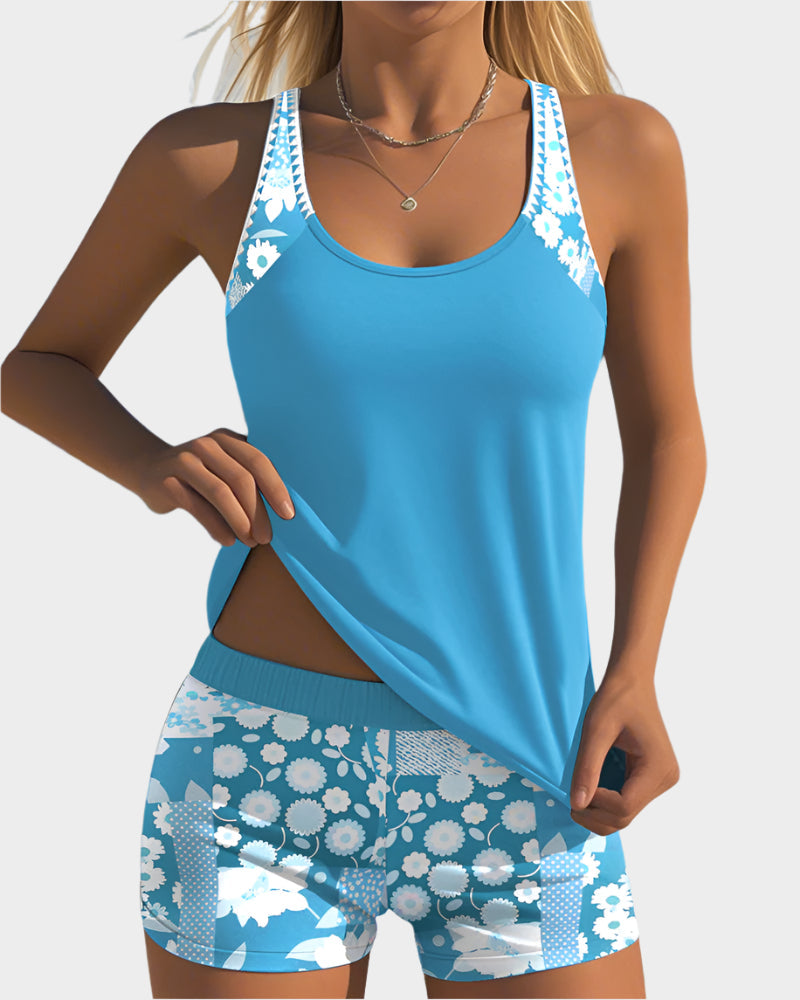 Comfortable Two-Piece Swimwear with Floral Design