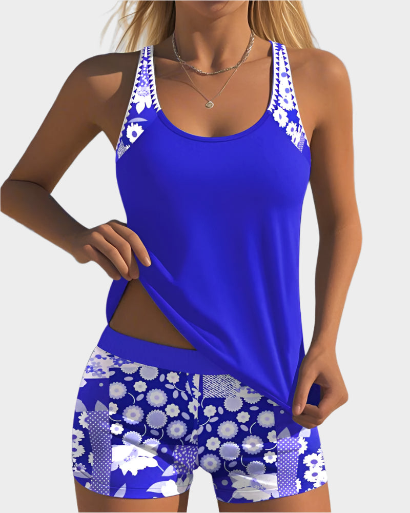 Comfortable Two-Piece Swimwear with Floral Design