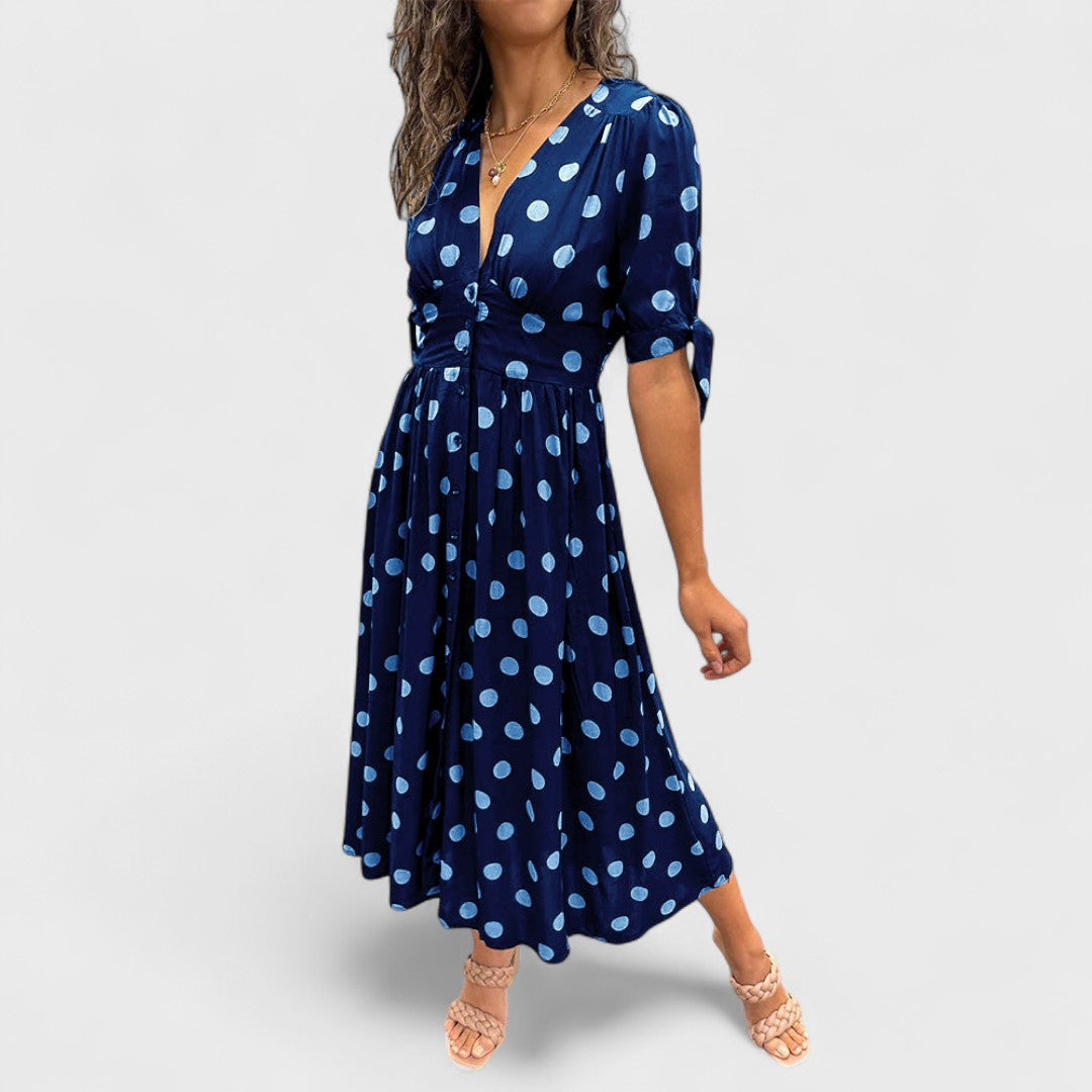 Monique - Elegant Polka Dot Dress