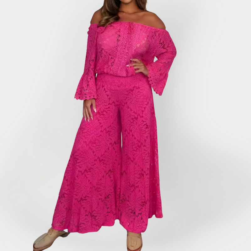 Jumpsuit with Off-Shoulder and Lace
