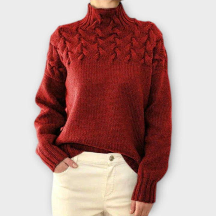 Eva - Women's Sweater with Cable Knit Details