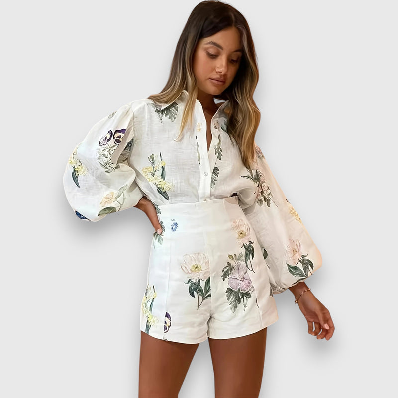 Two-Piece Set with Vibrant Floral Design