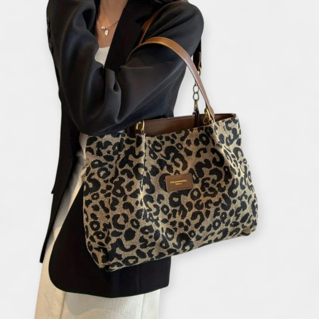 Shoulder bag with animal print