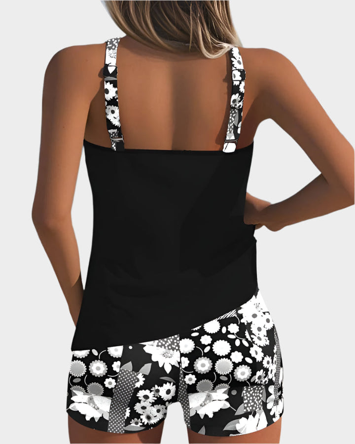 Comfortable Two-Piece Swimwear with Floral Design