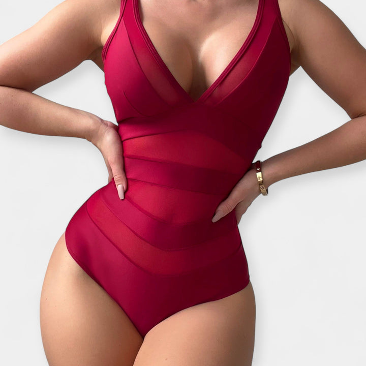 One-Piece Swimsuit with Transparent Details