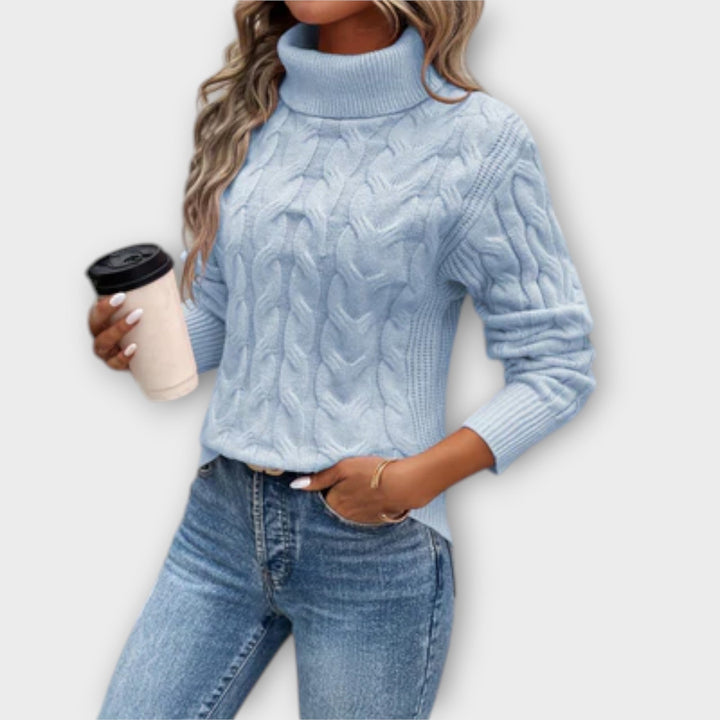 Amelia – Elegant High Neck Knit Sweater