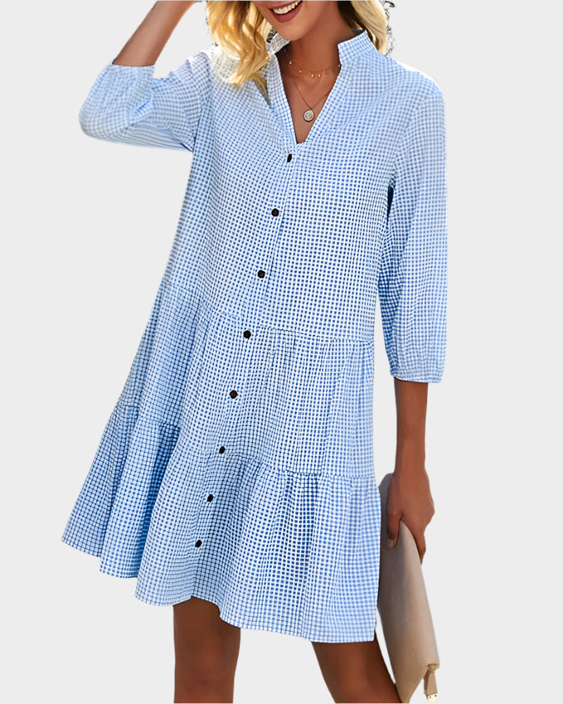 Let and Flattering Checked Summer Dress