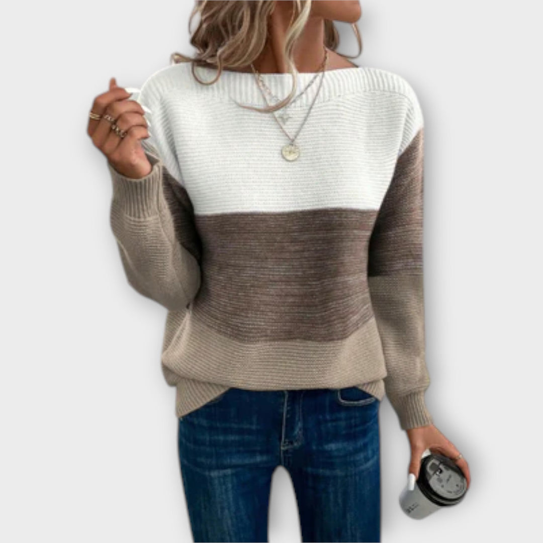 Clara - Elegant patchwork pullover in three colors