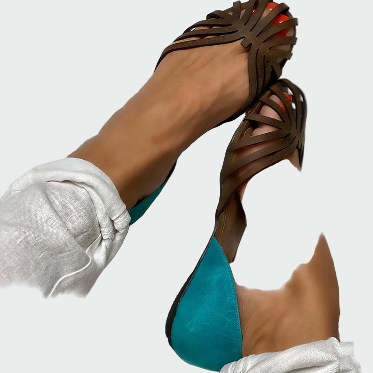 Sandals with Cutouts and Two-Tone Detail