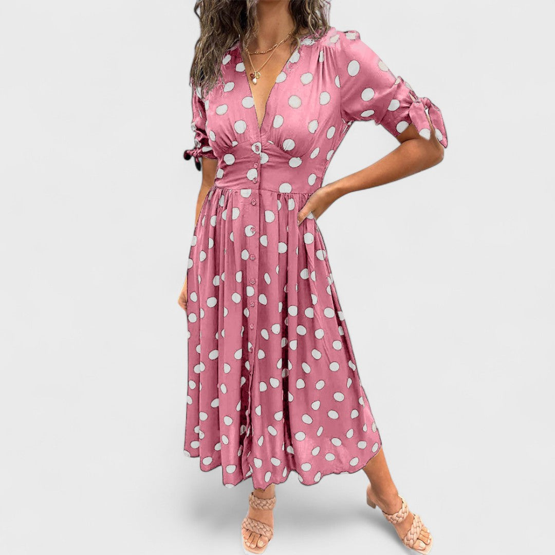 Monique - Elegant Polka Dot Dress