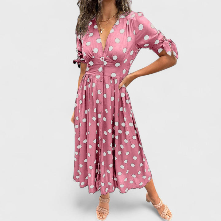 Monique - Elegant Polka Dot Dress