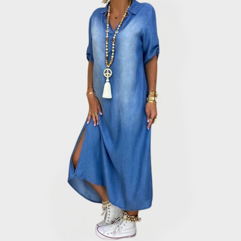 Lang Denim Dress with Side Slits