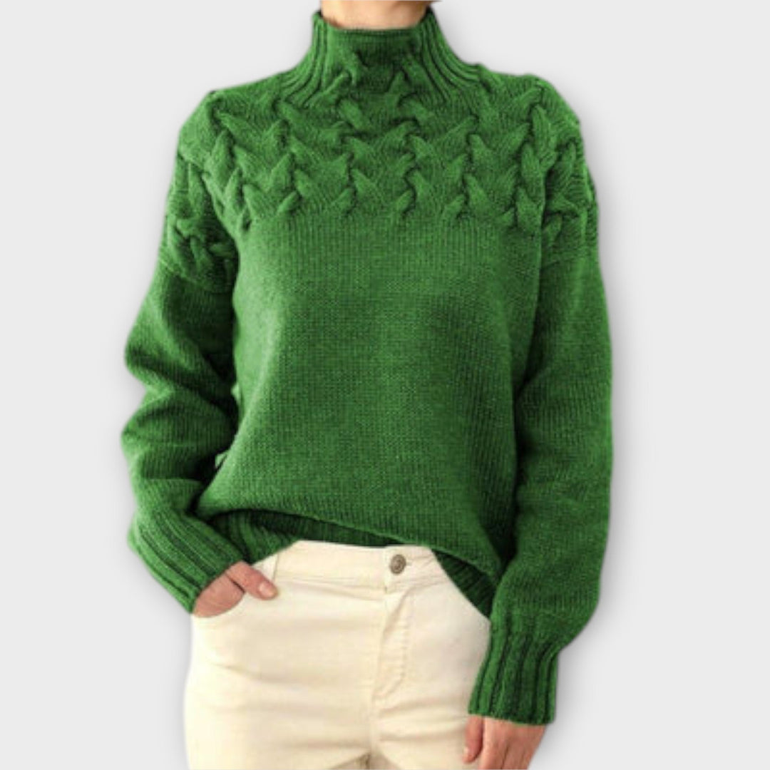 Eva - Women's Sweater with Cable Knit Details