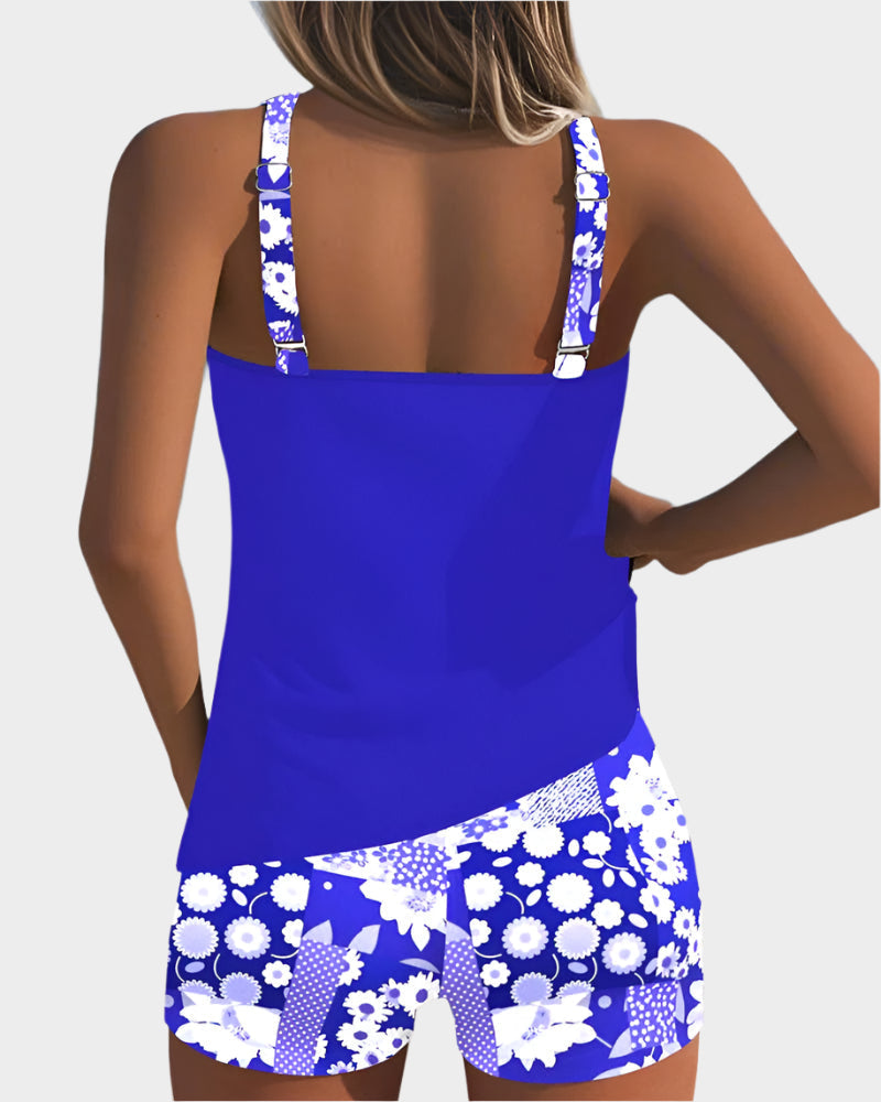 Comfortable Two-Piece Swimwear with Floral Design