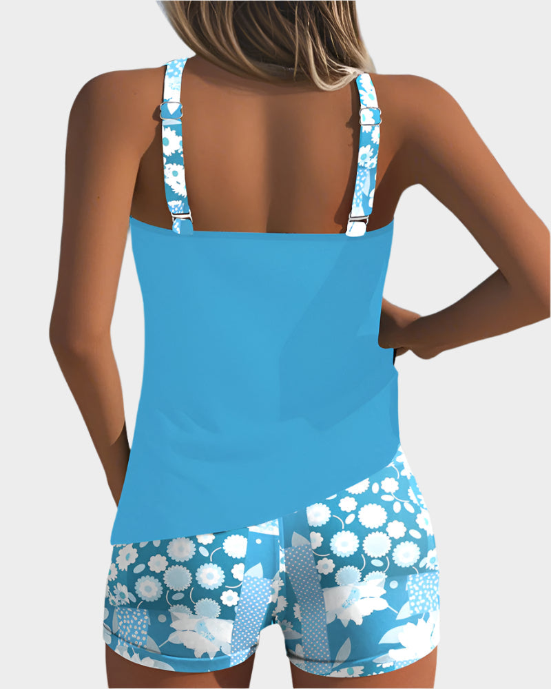 Comfortable Two-Piece Swimwear with Floral Design