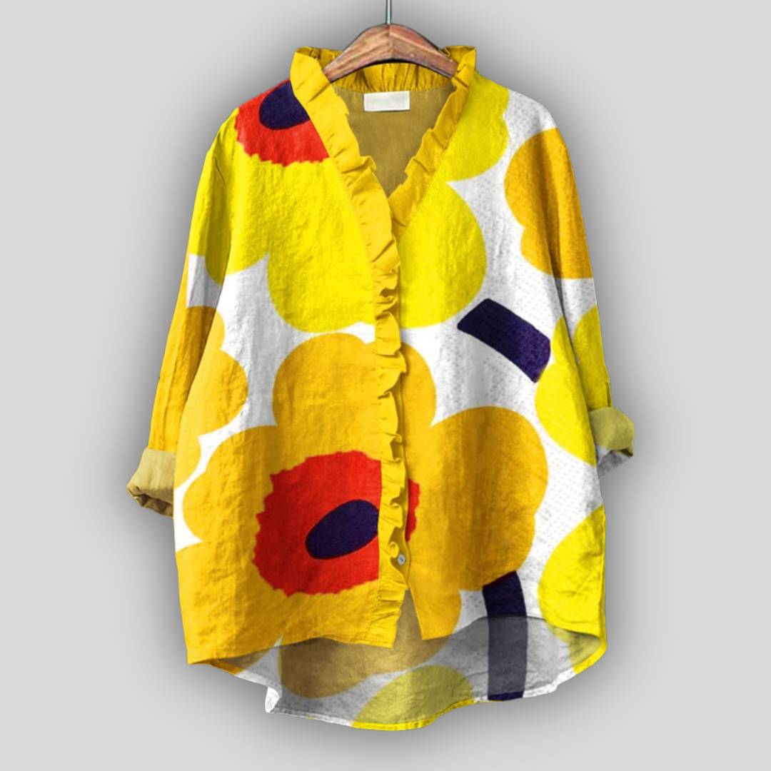 Flower Linen Blouse