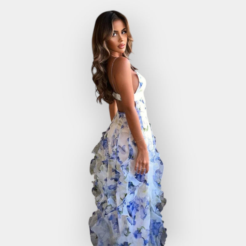 Maxi Dress with Adjustable Ruffles