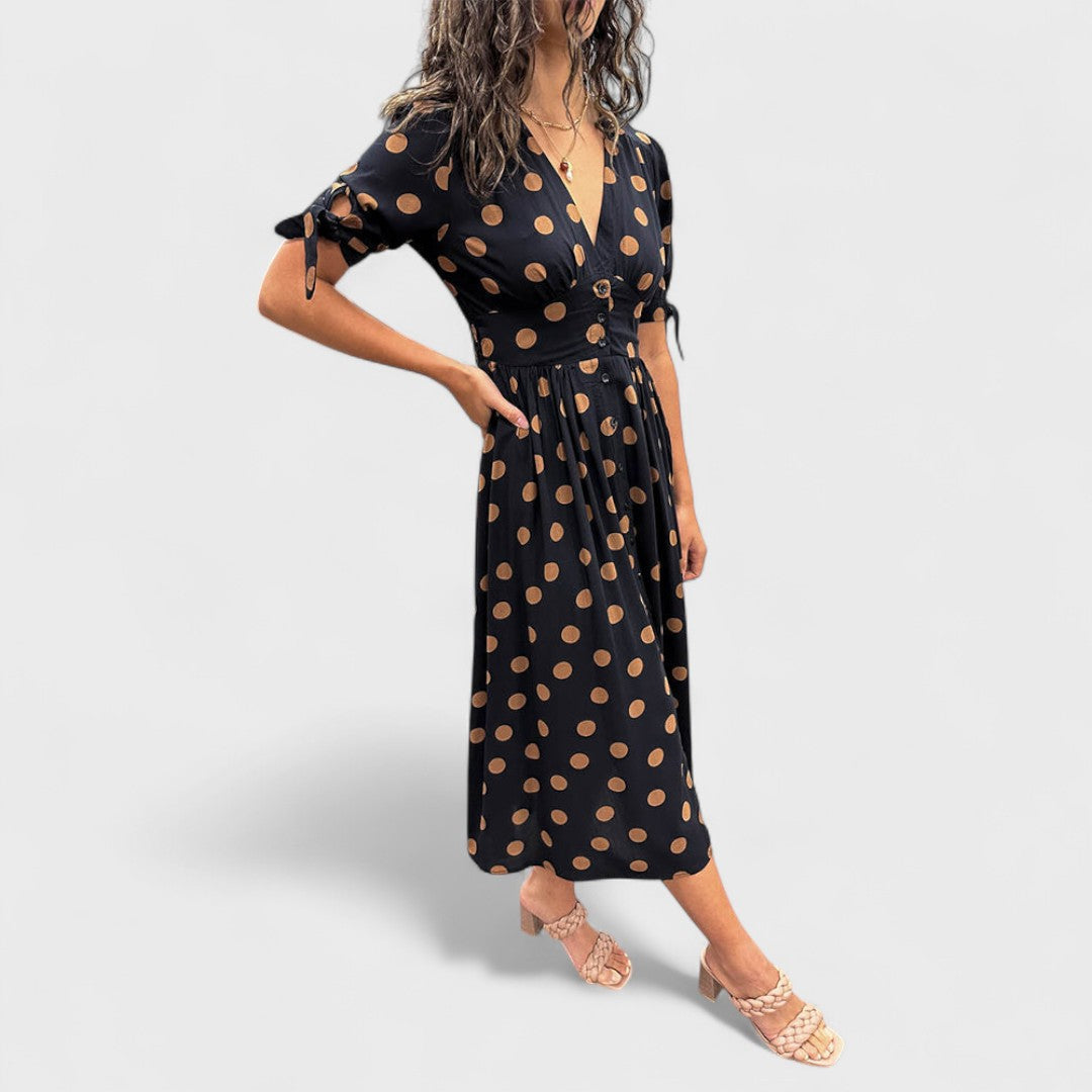 Monique - Elegant Polka Dot Dress