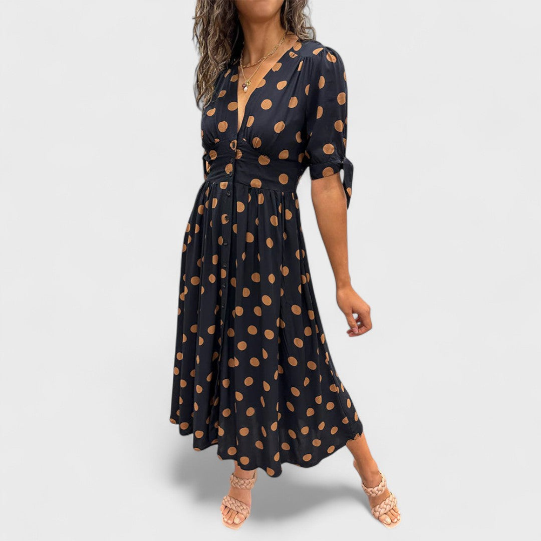 Monique - Elegant Polka Dot Dress