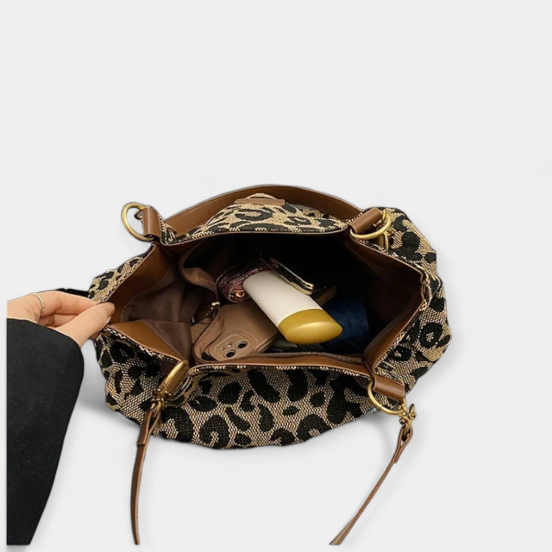 Shoulder bag with animal print
